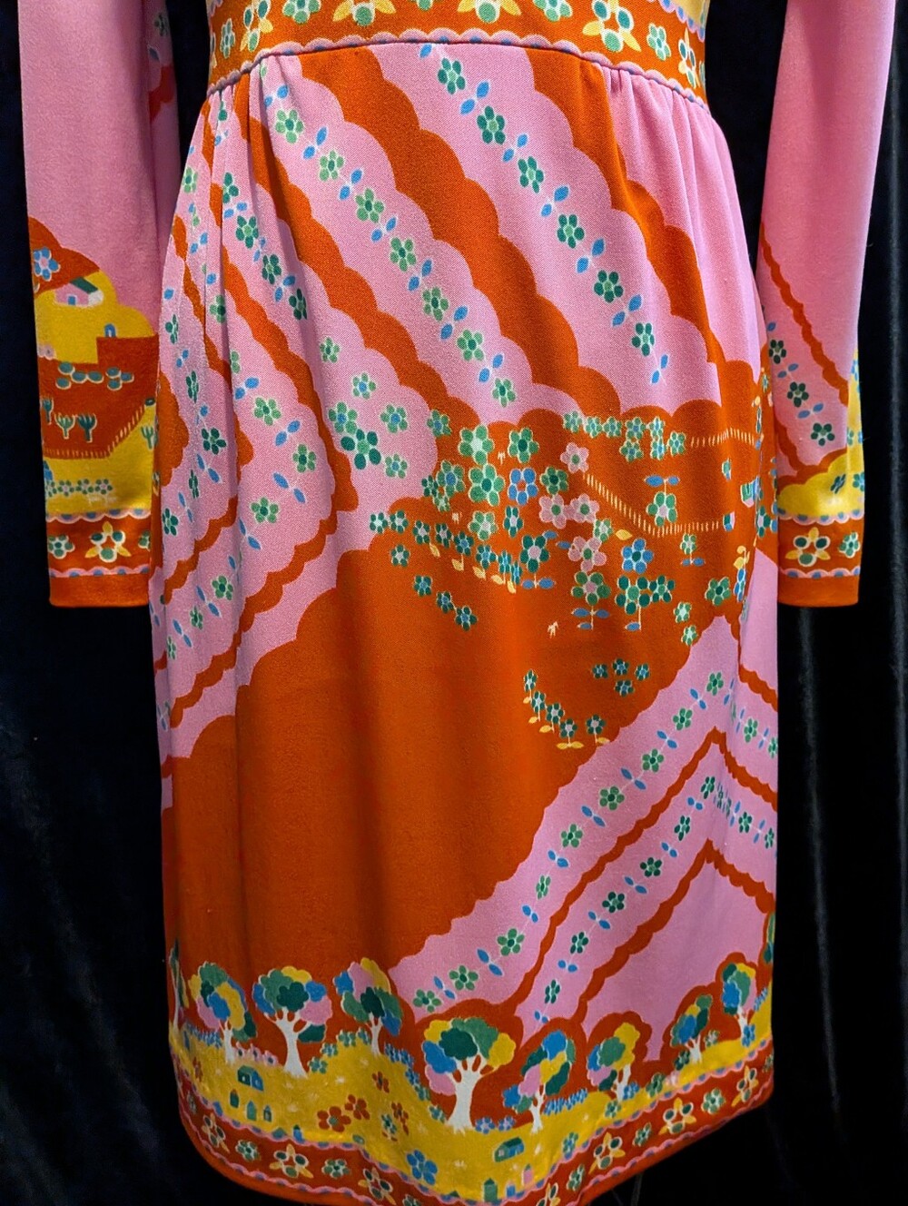 PAGANNE Vintage 70s Bold Print Knit Dress. - Picture 5 of 11